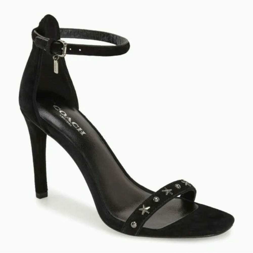 Coach Women’s Black Melrose Suede Heels Size 6.5 studded embellished  formal‎
